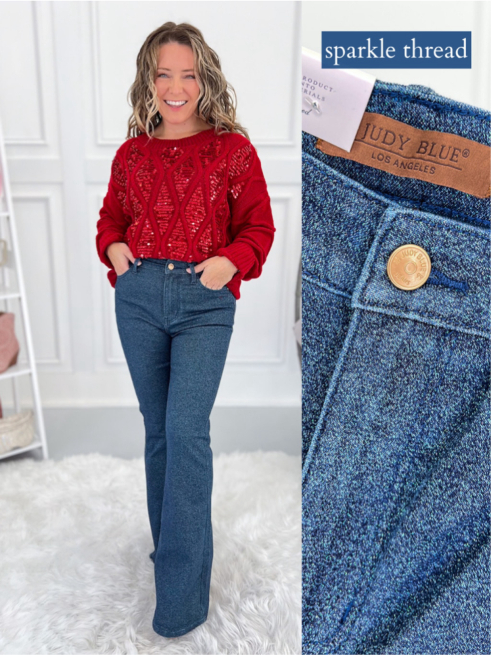 Judy Blue High Waist Sparkle Flare Jeans Size 16W - Picture 2 of 5